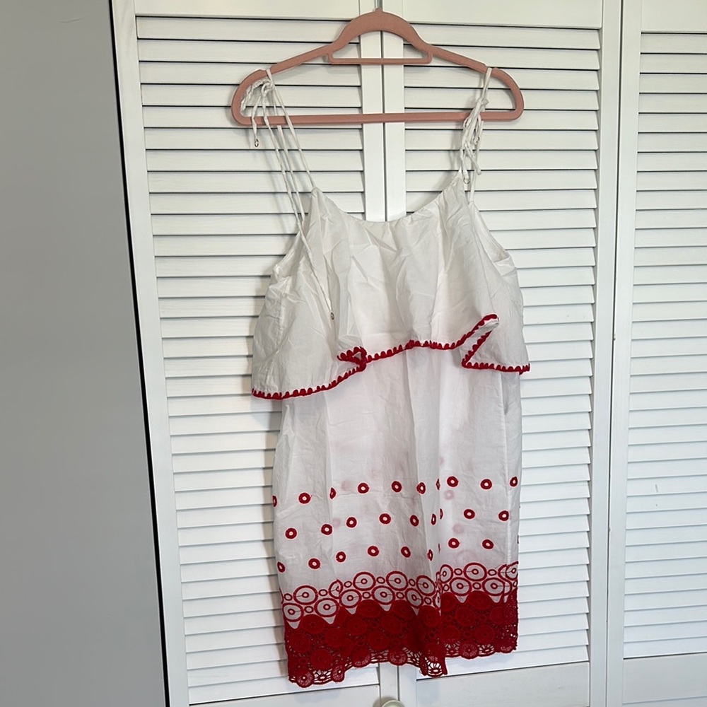 White and Red Sleeveless Dress